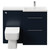 Napoli 390 Combination Deep Blue 1100mm Vanity Unit Toilet Suite with Right Hand L Shaped 1 Tap Hole Basin and 2 Drawers with Polished Chrome Handles Front View