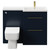 Napoli 390 Combination Deep Blue 1100mm Vanity Unit Toilet Suite with Right Hand L Shaped 1 Tap Hole Basin and 2 Drawers with Brushed Brass Handles Front View