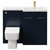 Napoli 390 Combination Deep Blue 1100mm Vanity Unit Toilet Suite with Right Hand L Shaped 1 Tap Hole Basin and 2 Doors with Brushed Brass Handles Front View