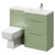 Napoli 390 Combination Olive Green 1100mm Vanity Unit Toilet Suite with Right Hand L Shaped 1 Tap Hole Basin and 2 Drawers with Polished Chrome Handles Right Hand View