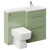 Napoli 390 Combination Olive Green 1100mm Vanity Unit Toilet Suite with Right Hand L Shaped 1 Tap Hole Basin and 2 Drawers with Polished Chrome Handles Left Hand View