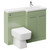 Napoli 390 Combination Olive Green 1100mm Vanity Unit Toilet Suite with Right Hand L Shaped 1 Tap Hole Basin and 2 Doors with Polished Chrome Handles Left Hand View