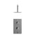 Circo Polished Chrome Concealed Twin Thermostatic Shower Valve and 200mm Thin Round Fixed Head with 150mm Ceiling Arm - 1 Outlet Front View