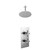 Cross Polished Chrome Concealed Twin Thermostatic Shower Valve and 200mm Thin Round Fixed Head with 150mm Ceiling Arm - 1 Outlet Left Hand View