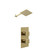 Colore Square Brushed Brass Concealed Twin Thermostatic Shower Valve and 200mm Thin Square Fixed Head with Wall Arm - 1 Outlet Left Hand View