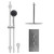 Circo Polished Chrome Concealed Triple Thermostatic Shower Valve and 300mm Thin Round Fixed Head with 300mm Ceiling Arm and Clyde Slide Rail Kit with Round Elbow - 2 Outlet Front View