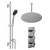 Circo Polished Chrome Concealed Triple Thermostatic Shower Valve and 400mm Thin Round Fixed Head with 300mm Ceiling Arm and Clyde Slide Rail Kit with Round Elbow - 2 Outlet Left Hand View