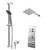 Cubix Polished Chrome Concealed Triple Thermostatic Shower Valve and 200mm Thin Square Fixed Head with Wall Arm and Thames Slide Rail Kit with Square Elbow - 2 Outlet Right Hand View