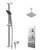 Cubix Polished Chrome Concealed Triple Thermostatic Shower Valve and 200mm Thin Square Fixed Head with 150mm Ceiling Arm and Thames Slide Rail Kit with Square Elbow - 2 Outlet Right Hand View