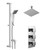 Cubix Polished Chrome Concealed Triple Thermostatic Shower Valve and 300mm Thin Square Fixed Head with 150mm Ceiling Arm and Thames Slide Rail Kit with Square Elbow - 2 Outlet Left Hand View
