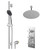 Cross Polished Chrome Concealed Triple Thermostatic Shower Valve and 300mm Thin Round Fixed Head with 150mm Ceiling Arm and Clyde Slide Rail Kit with Round Elbow - 2 Outlet Right Hand View