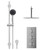 Cross Polished Chrome Concealed Triple Thermostatic Shower Valve and 300mm Thin Round Fixed Head with 150mm Ceiling Arm and Clyde Slide Rail Kit with Round Elbow - 2 Outlet Front View