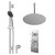 Cross Polished Chrome Concealed Triple Thermostatic Shower Valve and 400mm Thin Round Fixed Head with 300mm Ceiling Arm and Clyde Slide Rail Kit with Round Elbow - 2 Outlet Right Hand View