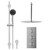 Cross Polished Chrome Concealed Triple Thermostatic Shower Valve and 400mm Thin Round Fixed Head with 300mm Ceiling Arm and Clyde Slide Rail Kit with Round Elbow - 2 Outlet Front View