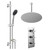 Cross Polished Chrome Concealed Triple Thermostatic Shower Valve and 400mm Thin Round Fixed Head with 300mm Ceiling Arm and Clyde Slide Rail Kit with Round Elbow - 2 Outlet Left Hand View