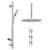 Cross Polished Chrome Concealed Triple Thermostatic Shower Valve and 400mm Thin Round Fixed Head with 300mm Ceiling Arm and Clyde Slide Rail Kit with Round Elbow - 2 Outlet Side View