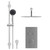 Circo Polished Chrome Concealed Push Button Twin Shower Valve and 400mm Thin Round Fixed Head with Wall Arm and Clyde Slide Rail Kit with Round Elbow - 2 Outlet Front View