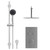 Circo Polished Chrome Concealed Push Button Twin Shower Valve and 300mm Thin Round Fixed Head with 150mm Ceiling Arm and Clyde Slide Rail Kit with Round Elbow - 2 Outlet Front View