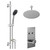Circo Polished Chrome Concealed Push Button Twin Shower Valve and 300mm Thin Round Fixed Head with 150mm Ceiling Arm and Clyde Slide Rail Kit with Round Elbow - 2 Outlet Left Hand View
