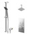 Cubix Polished Chrome Concealed Push Button Twin Shower Valve and 200mm Thin Square Fixed Head with 150mm Ceiling Arm and Thames Slide Rail Kit with Square Elbow - 2 Outlet Right Hand View