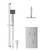 Cubix Polished Chrome Concealed Push Button Twin Shower Valve and 200mm Thin Square Fixed Head with 150mm Ceiling Arm and Thames Slide Rail Kit with Square Elbow - 2 Outlet Front View