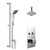 Cubix Polished Chrome Concealed Push Button Twin Shower Valve and 200mm Thin Square Fixed Head with 150mm Ceiling Arm and Thames Slide Rail Kit with Square Elbow - 2 Outlet Left Hand View