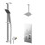 Cubix Polished Chrome Concealed Push Button Twin Shower Valve and 200mm Thin Square Fixed Head with 300mm Ceiling Arm and Thames Slide Rail Kit with Square Elbow - 2 Outlet Right Hand View