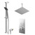 Cubix Polished Chrome Concealed Push Button Twin Shower Valve and 400mm Thin Square Fixed Head with 300mm Ceiling Arm and Thames Slide Rail Kit with Square Elbow - 2 Outlet Right Hand View