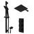 Colore Square Matt Black Concealed Triple Thermostatic Shower Valve and 300mm Thin Square Fixed Head with Wall Arm and Square Slide Rail Kit with Square Elbow - 2 Outlet Right Hand View