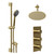 Colore Round Brushed Brass Concealed Triple Thermostatic Shower Valve and 200mm Thin Round Fixed Head with 150mm Ceiling Arm and Round Slide Rail Kit with Round Elbow - 2 Outlet Left Hand View
