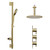 Colore Round Brushed Brass Concealed Triple Thermostatic Shower Valve and 200mm Thin Round Fixed Head with 150mm Ceiling Arm and Round Slide Rail Kit with Round Elbow - 2 Outlet Side View