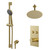 Colore Round Brushed Brass Concealed Push Button Shower Valve and 200mm Thin Round Fixed Head with 150mm Ceiling Arm and Round Slide Rail Kit with Round Elbow - 2 Outlet Right Hand View