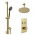 Colore Round Brushed Brass Concealed Push Button Shower Valve and 200mm Thin Round Fixed Head with 150mm Ceiling Arm and Round Slide Rail Kit with Round Elbow - 2 Outlet Left Hand View