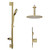 Colore Round Brushed Brass Concealed Push Button Shower Valve and 200mm Thin Round Fixed Head with 150mm Ceiling Arm and Round Slide Rail Kit with Round Elbow - 2 Outlet Side View