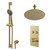 Colore Round Brushed Brass Concealed Push Button Shower Valve and 300mm Thin Round Fixed Head with 150mm Ceiling Arm and Round Slide Rail Kit with Round Elbow - 2 Outlet Right Hand View