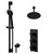 Colore Round Matt Black Concealed Triple Thermostatic Shower Valve and 200mm Thin Round Fixed Head with 150mm Ceiling Arm and Round Slide Rail Kit with Round Elbow - 2 Outlet Right Hand View