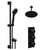 Colore Round Matt Black Concealed Triple Thermostatic Shower Valve and 200mm Thin Round Fixed Head with 150mm Ceiling Arm and Round Slide Rail Kit with Round Elbow - 2 Outlet Left Hand View