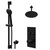 Colore Round Matt Black Concealed Push Button Shower Valve and 200mm Thin Round Fixed Head with 150mm Ceiling Arm and Round Slide Rail Kit with Round Elbow - 2 Outlet Right Hand View