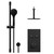 Colore Round Matt Black Concealed Push Button Shower Valve and 200mm Thin Round Fixed Head with 150mm Ceiling Arm and Round Slide Rail Kit with Round Elbow - 2 Outlet Front View