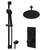 Colore Round Matt Black Concealed Push Button Shower Valve and 300mm Thin Round Fixed Head with 150mm Ceiling Arm and Round Slide Rail Kit with Round Elbow - 2 Outlet Right Hand View