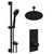 Colore Round Matt Black Concealed Push Button Shower Valve and 300mm Thin Round Fixed Head with 150mm Ceiling Arm and Round Slide Rail Kit with Round Elbow - 2 Outlet Left Hand View