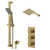 Colore Square Brushed Brass Concealed Triple Thermostatic Shower Valve and 200mm Fixed Head with 345mm Wall Arm and Slide Rail Kit - 2 Outlet Right Hand View