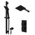 Colore Square Matt Black Concealed Twin Thermostatic Shower Valve with Diverter and 200mm Fixed Head with 345mm Wall Arm and Slide Rail Kit - 2 Outlet Right Hand View
