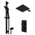 Colore Square Matt Black Concealed Twin Thermostatic Shower Valve with Diverter and 300mm Fixed Head with 345mm Wall Arm and Slide Rail Kit - 2 Outlet Right Hand View
