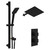 Colore Square Matt Black Concealed Twin Thermostatic Shower Valve with Diverter and 300mm Fixed Head with 345mm Wall Arm and Slide Rail Kit - 2 Outlet Left Hand View