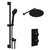 Colore Round Matt Black Concealed Twin Thermostatic Shower Valve with Diverter and 300mm Fixed Head with 345mm Wall Arm and Slide Rail Kit - 2 Outlet Left Hand View