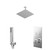 Cubix Polished Chrome Push Button Diverter Concealed Thermostatic Shower Valve and 300mm Square Head with 150mm Ceiling Arm and Outlet Holder with Kit - 2 Outlet Right Hand View