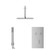 Cubix Polished Chrome Push Button Diverter Concealed Thermostatic Shower Valve and 300mm Square Head with 150mm Ceiling Arm and Outlet Holder with Kit - 2 Outlet Front View