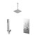 Cubix Polished Chrome Push Button Diverter Concealed Thermostatic Shower Valve and 200mm Square Head with 300mm Ceiling Arm and Outlet Holder with Kit - 2 Outlet Right Hand View