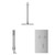 Cubix Polished Chrome Push Button Diverter Concealed Thermostatic Shower Valve and 200mm Square Head with 300mm Ceiling Arm and Outlet Holder with Kit - 2 Outlet Front View